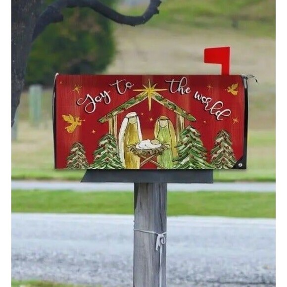 Christmas Mailbox Cover 21x18in Joy to the World - Picture 1 of 3